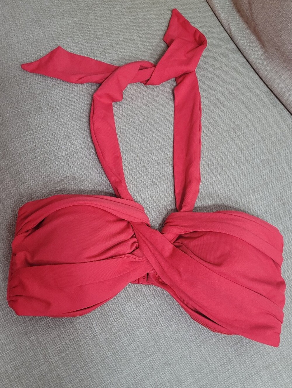 Seafolly Australia Red Twist Front Bandeau Bikini Top US 10 Padded Halter Beach